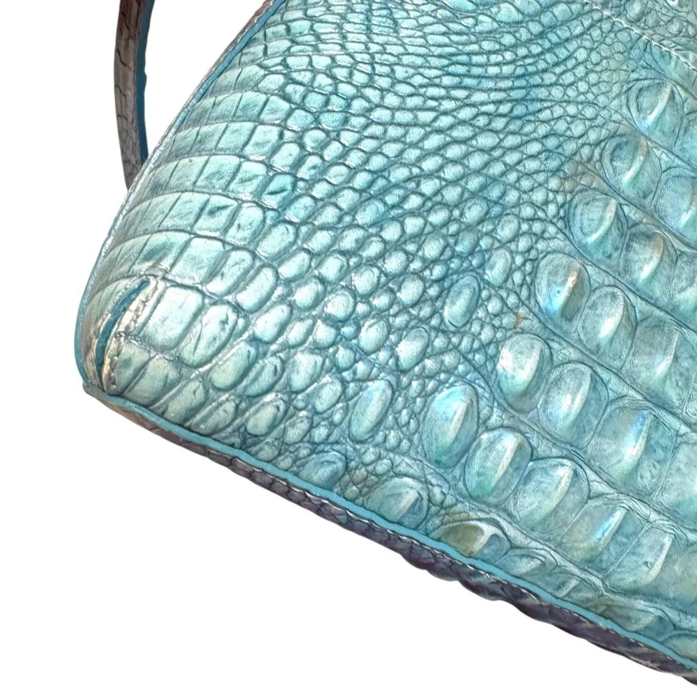 Brahmin blue/green embossed Melbourne mini Sydney crossbody bag - Picture 4 of 10